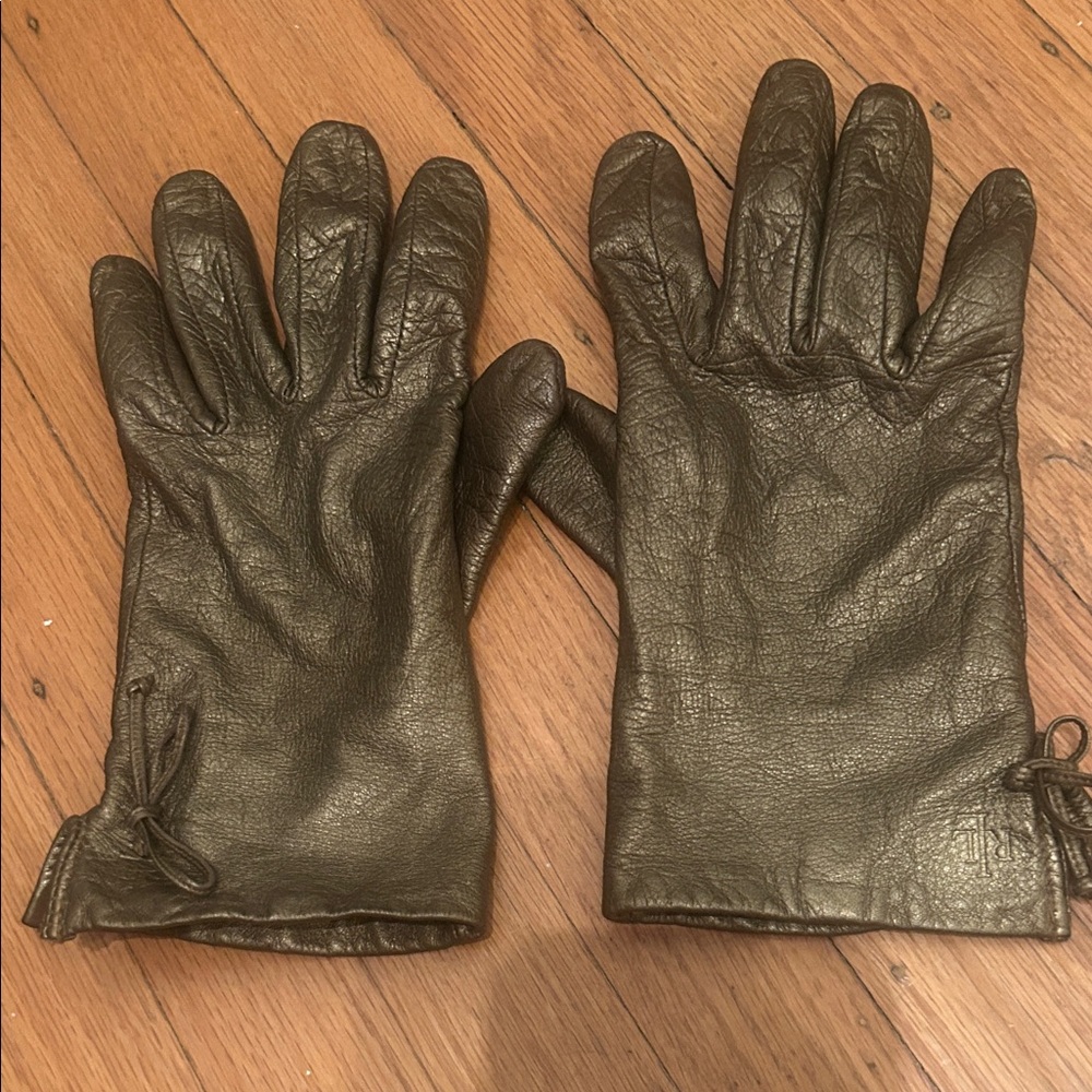 Vintage Ralph Lauren gold copper metallic leather gloves